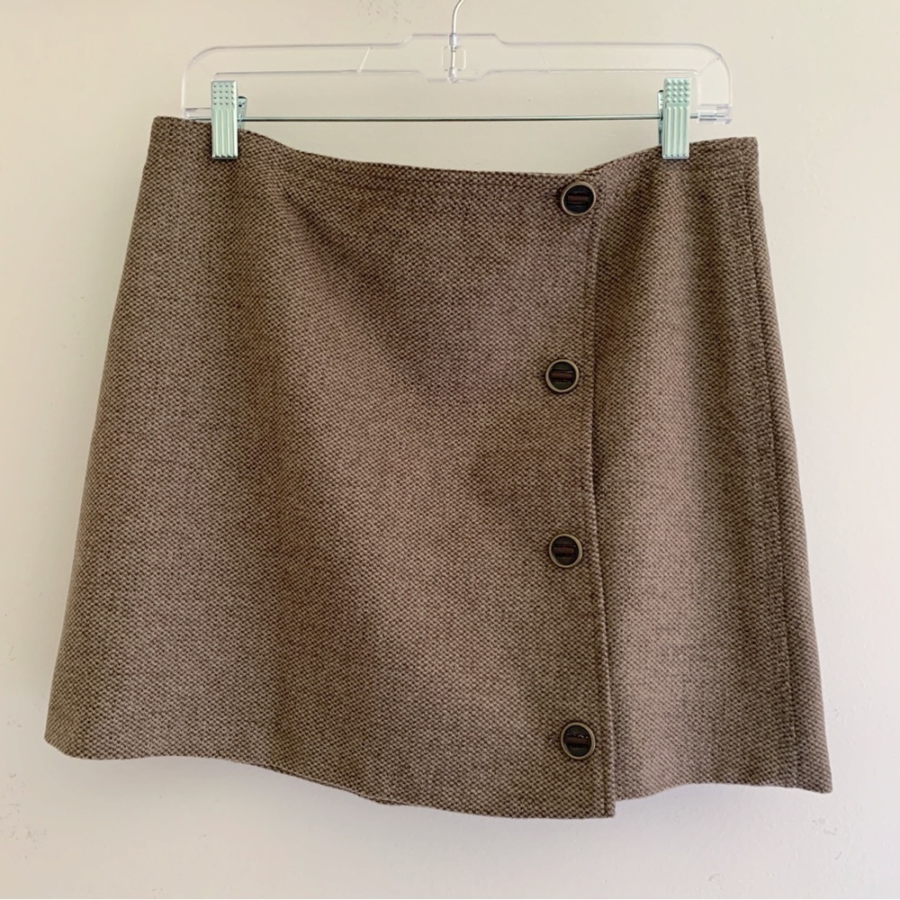 Prana Brown Wool Blend Wrap Mini Skirt Sz 8 NEW NWT - Picture 6 of 6